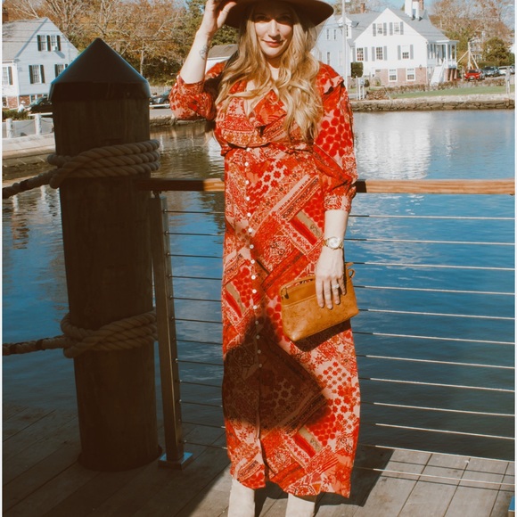 Free People
Lennon Printed 3/4 Sleeve V-Neck Split Button Front Dress - Picture 2 of 15